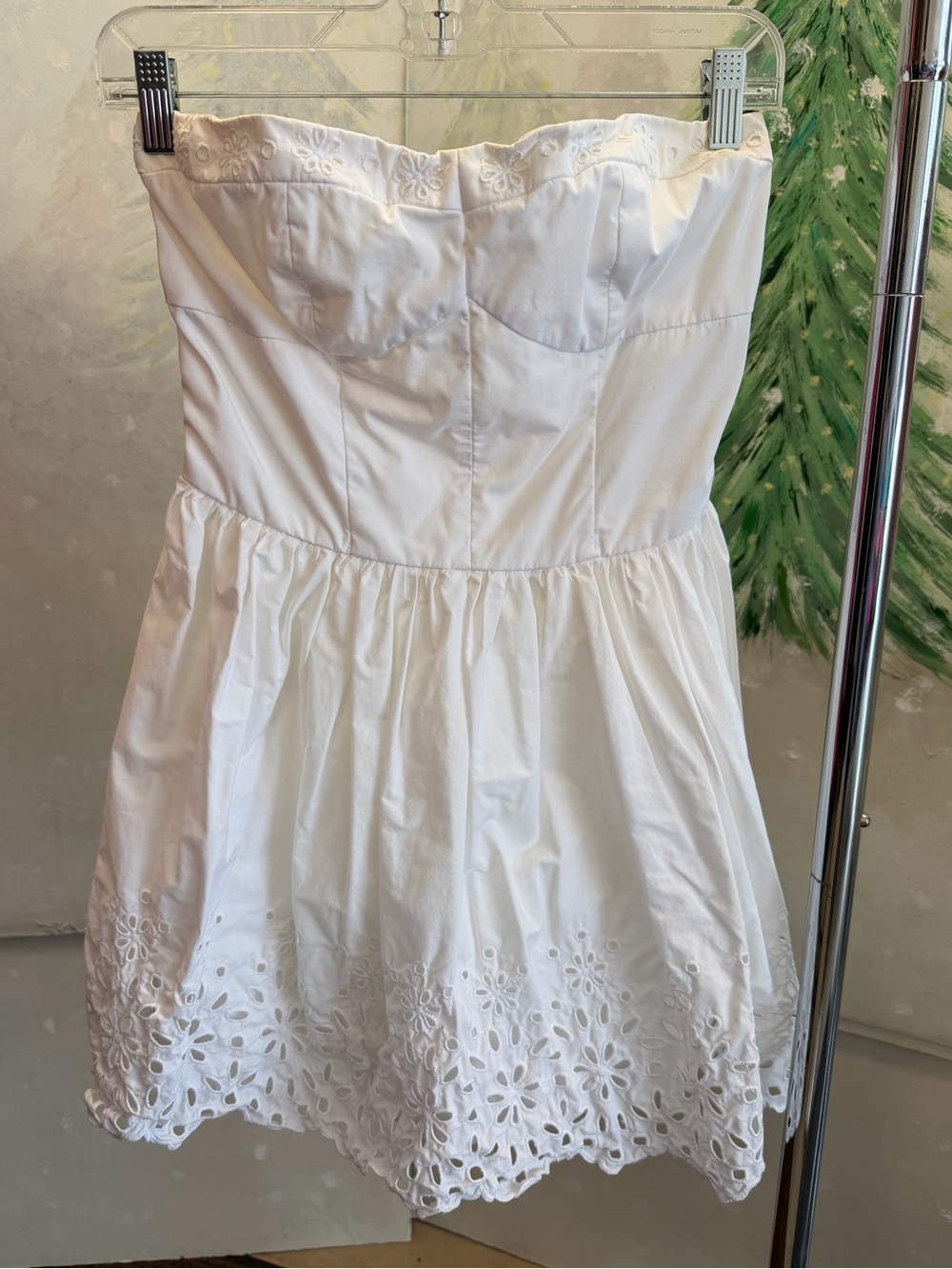 Timeless Strapless White Eyelet Dress